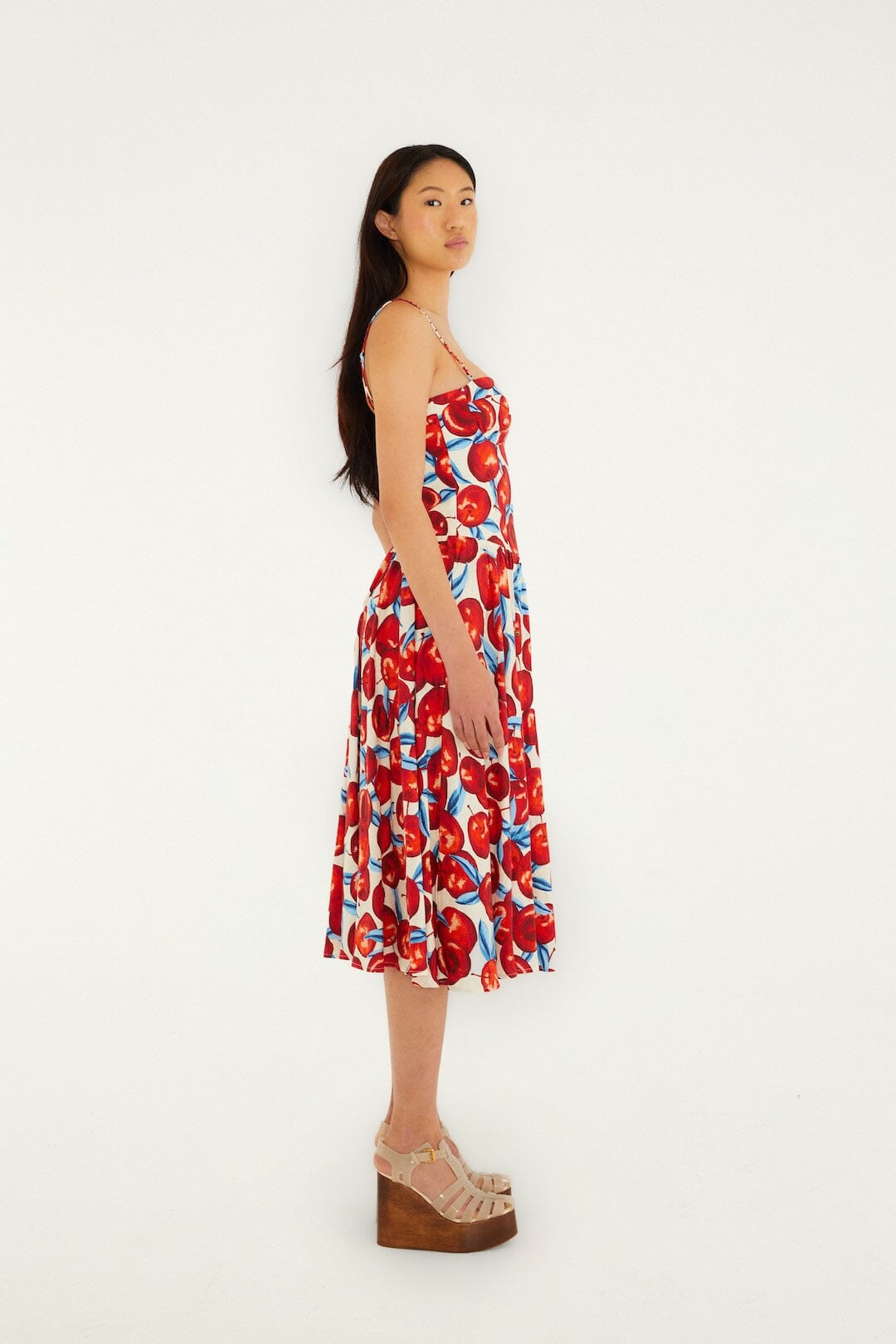 Cherry Blossom Sleeveless Lenzing™ Ecovero™ Euroflax™ Midi Dress